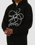 Sweat - Pull à capuche zippé Noir avec logo fleuri - Arte Antwerp