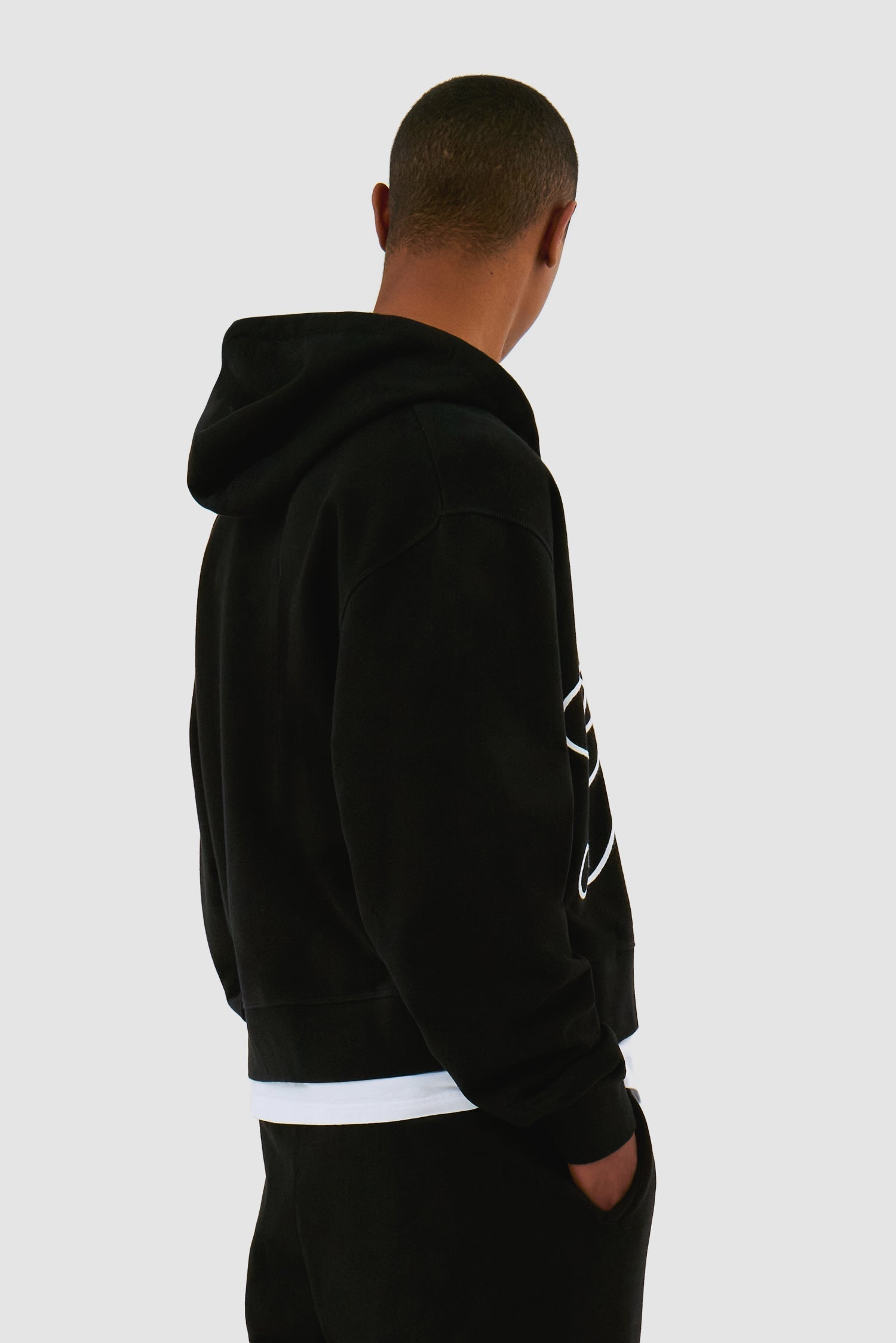 Sweat - Pull à capuche zippé Noir avec logo fleuri - Arte Antwerp