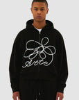 Sweat - Pull à capuche zippé Noir avec logo fleuri - Arte Antwerp