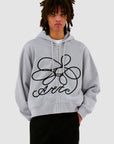 Sweat à capuche zippé avec logo fleuri