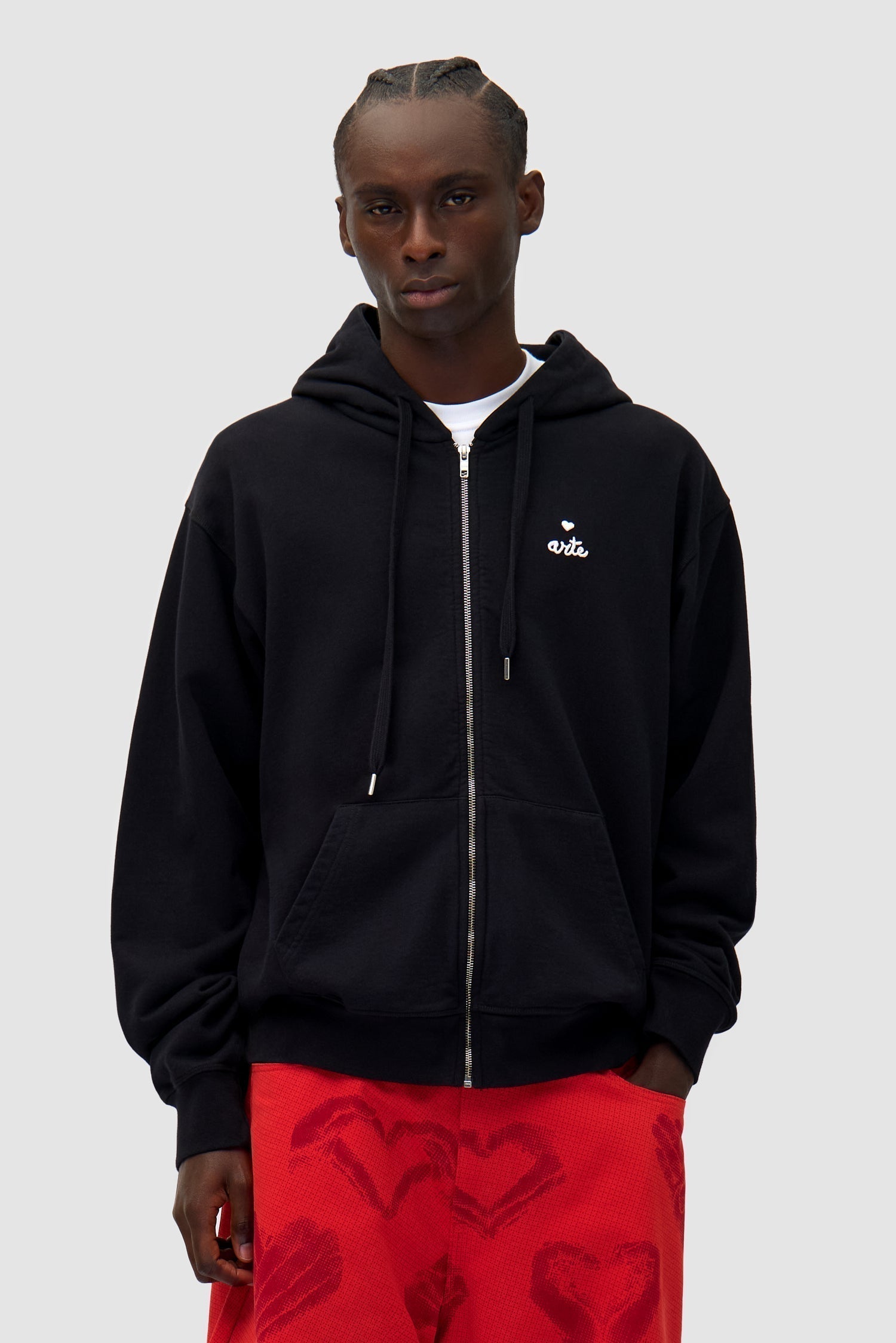 Sweat à capuche zippé en forme de cœur
